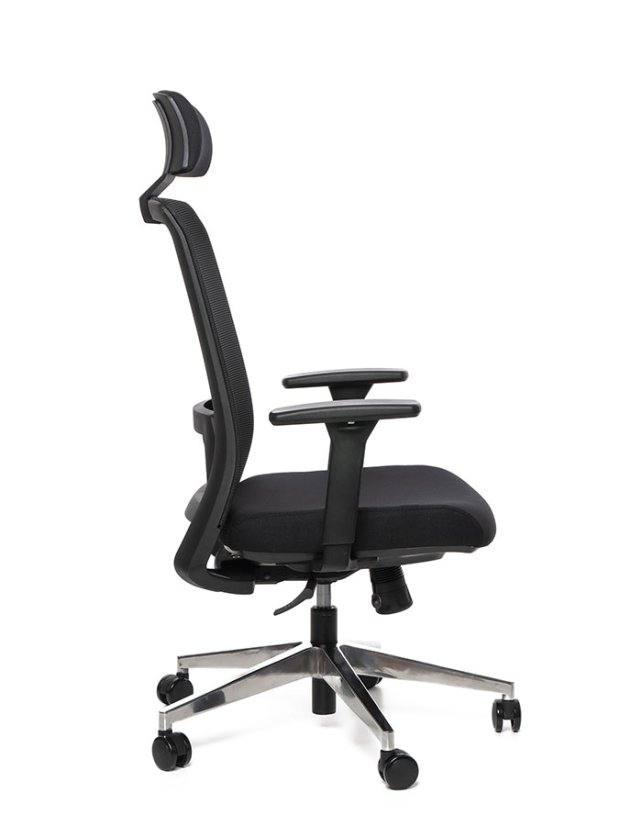 Kancelárska ergonomická stolička Sego FRAME — sieť/látka, čierna