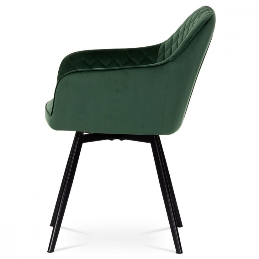 Jedálenské otočné kresielko YELD — kov, látka, zelená