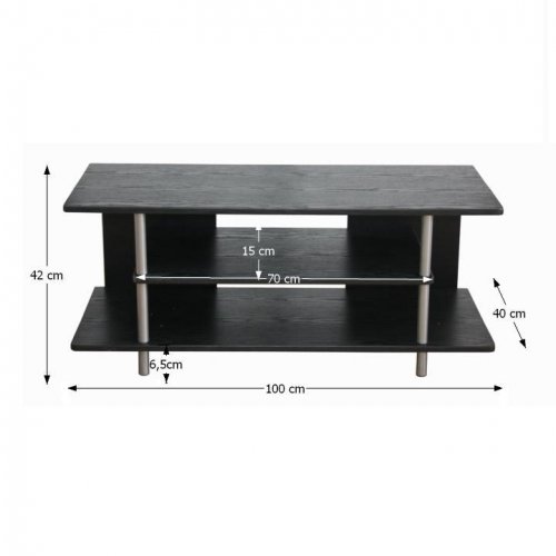 TV stolek QUIDO — 100x40x42 cm, černá/stříbrná