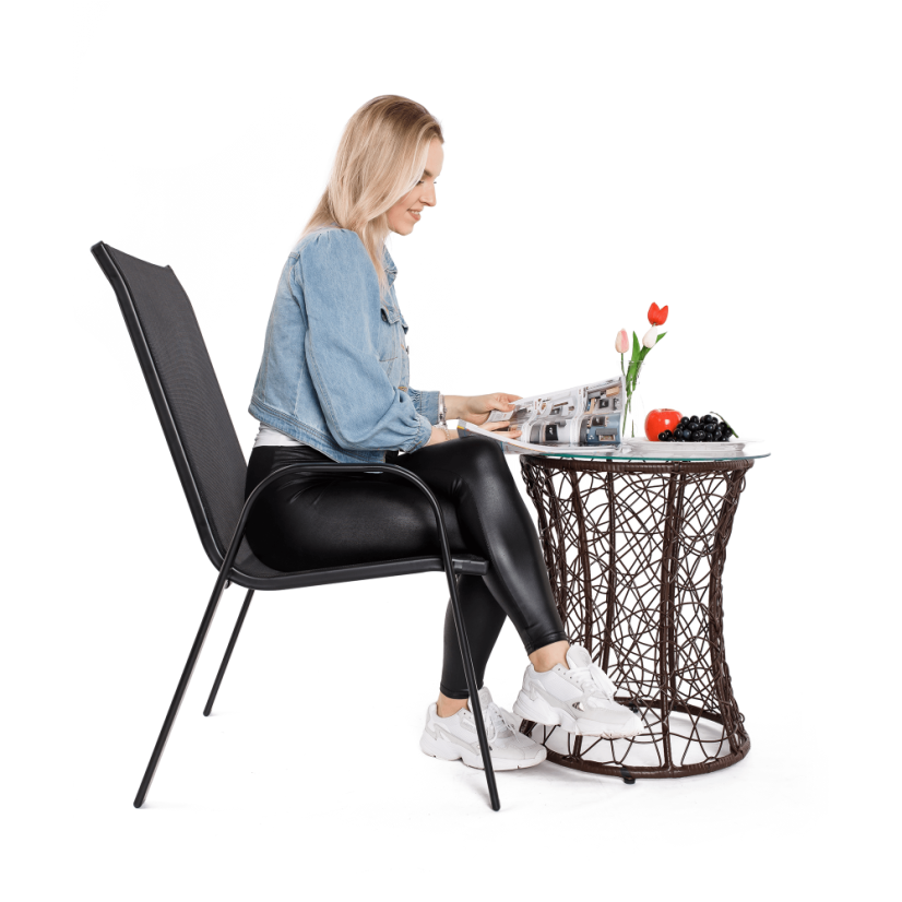 Zahradní židle ALDERA — kov, látka, tmavě šedá Kondela