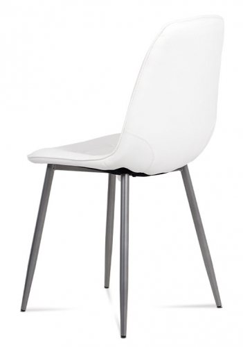 Jídelní židle EZRA — ekokůže, kov, bílá
