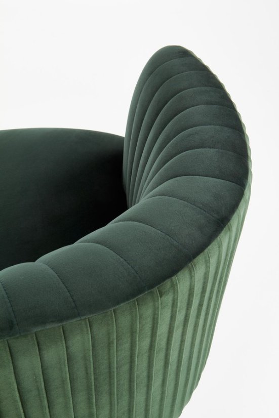 Designové křeslo CROWN — kov, látka, zelená Halmar