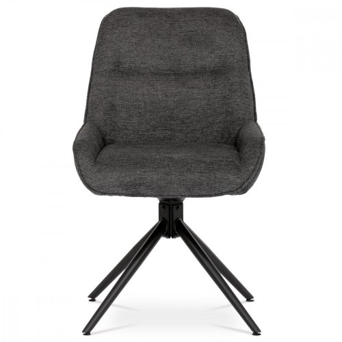 Jídelní otočná židle AMON — kov, látka, černá / šedá