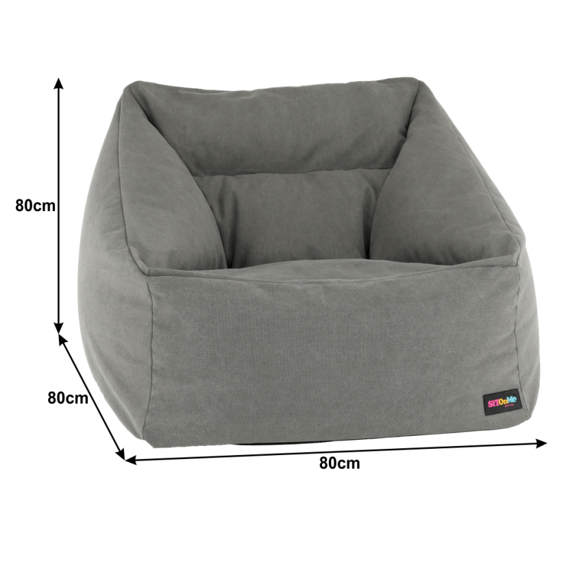 Sedací vak URASON — 80×80×80, šedá látka