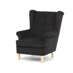Relaxačné kreslo ušiak BEILY – masív, látka, čierna