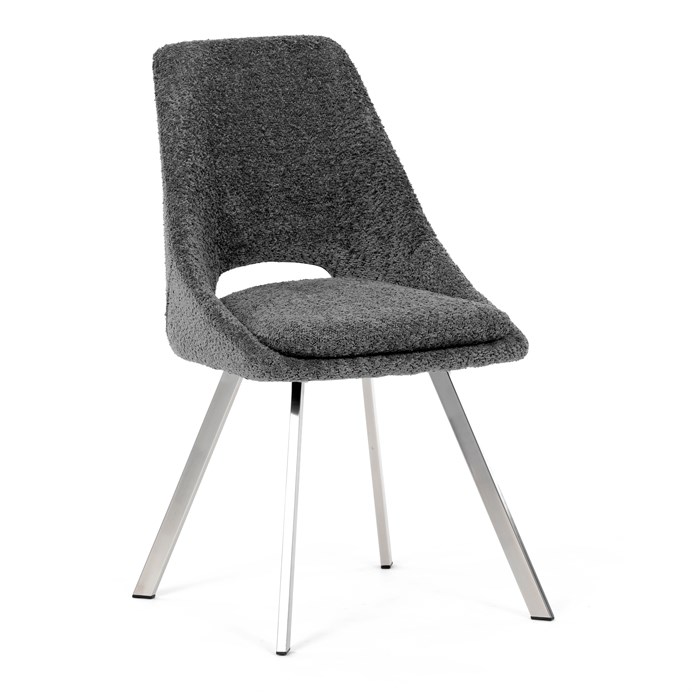 Elegantní šedá jídelní židle RINA s broušenými kovovými nohami (vzorek z prodejny)