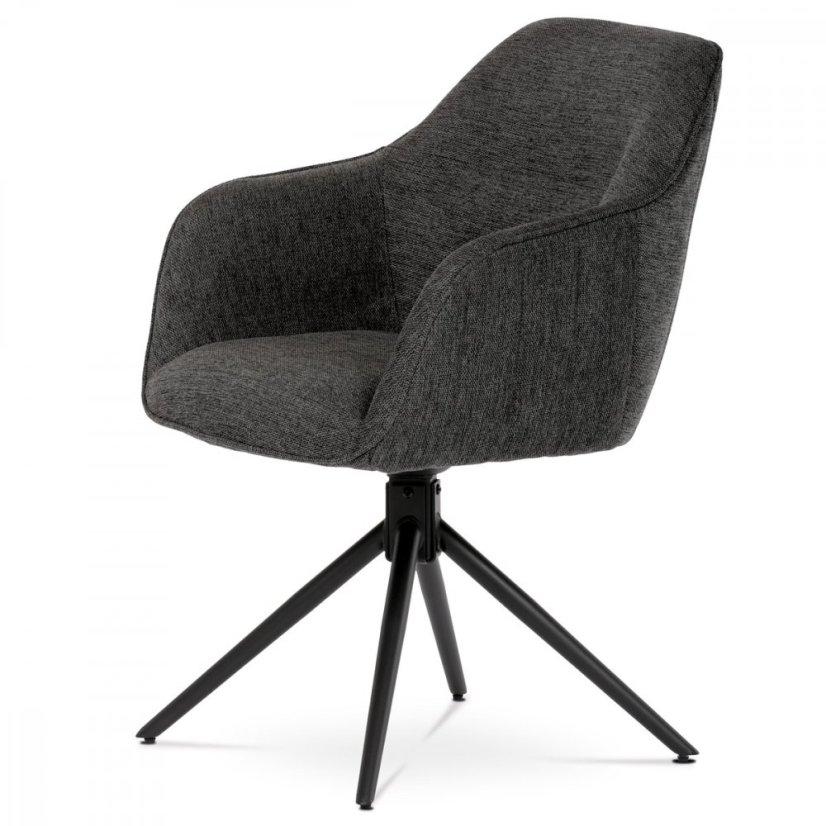 Jedálenské otočné kreslo AMON - kov, látka, čierna / šedá