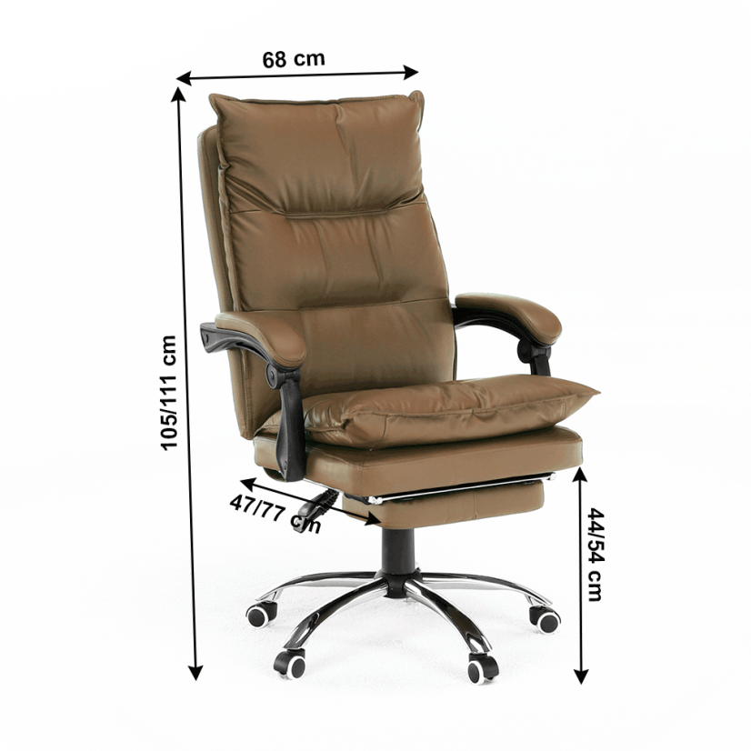 Kancelárske kreslo DRAKE — PU koža, hnedá