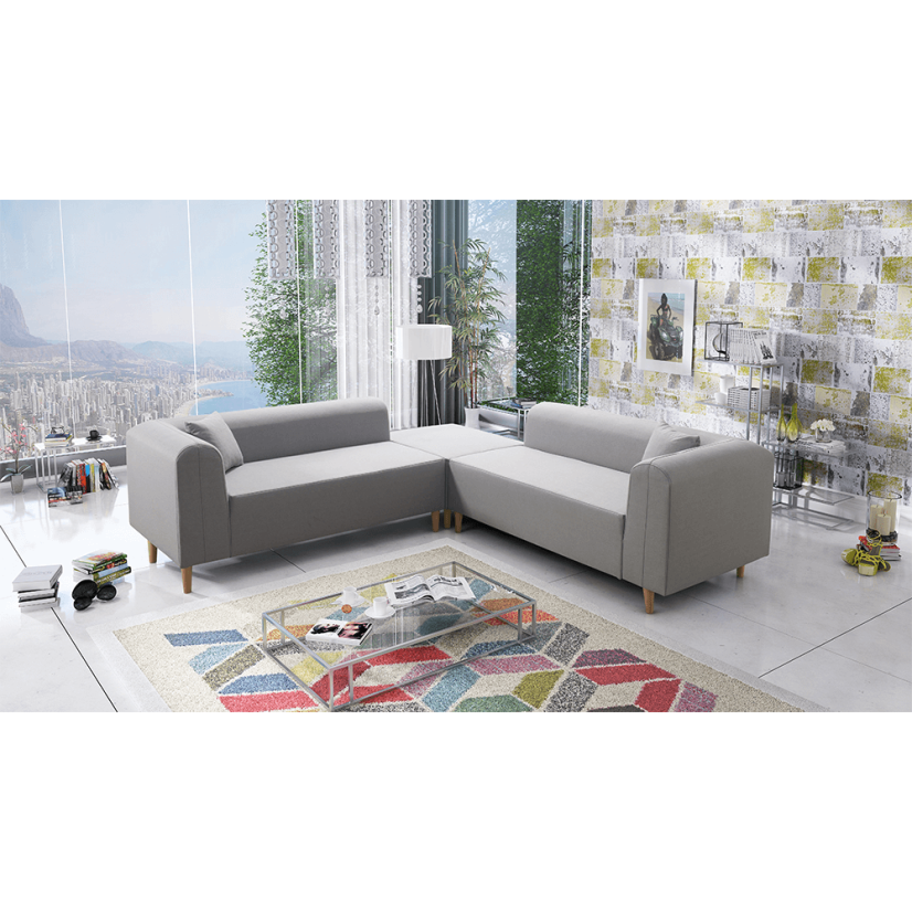 Rohová pohovka BROKEN – látka, šedá, levá Kondela