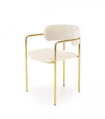 Jídelní židle TAVIS — kov, látka, zlatá / krémová Halmar