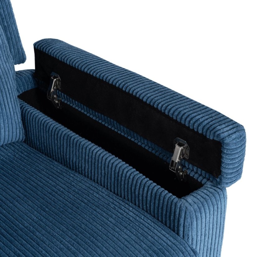 Luxusné masážne kreslo SEBASTIAN z modrého manšestru