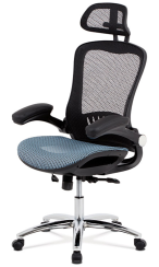 Kancelářská ergonomická židle MET — modrá, s podhlavníkem a područkami