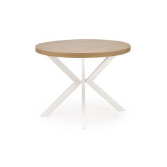 Jídelní kulatý rozkládací stůl PERONI – 100x100x75 (+150) dřevo, zlatý dub, bílá Halmar