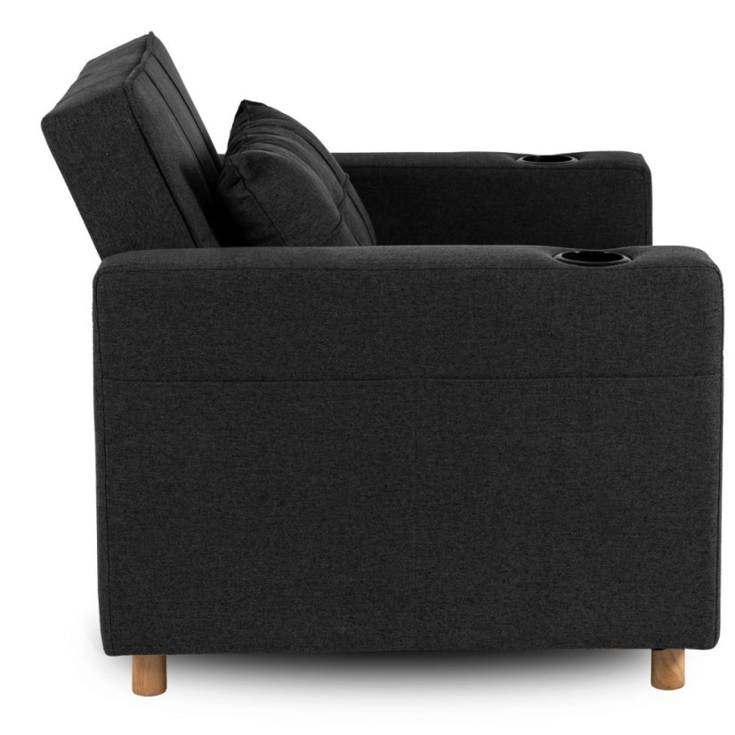 Elegantné ergonomické kreslo SOLOR v čiernej farbe - s držiakom na pitie