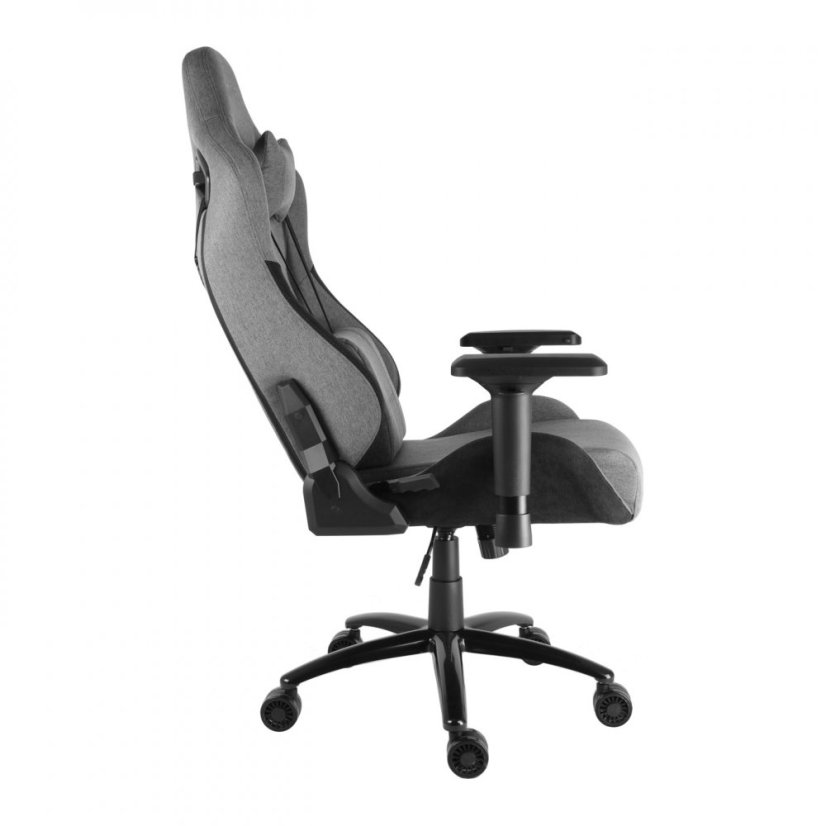 Herní židle IRON XXL — látka, černá / šedá, nosnost 140 kg