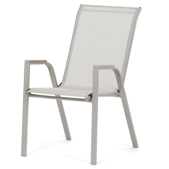 Záhradná stolička DUNES – béžová kovová so sieťovinou