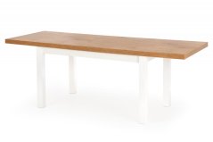 Jídelní rozkládací stůl TIAGO – 140x80x76 (+80) dřevo, dub/bílá Halmar