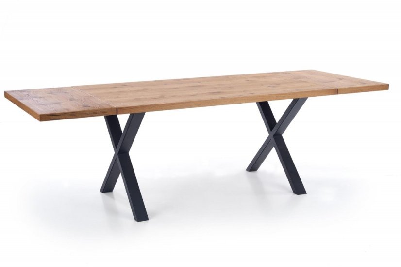 Jídelní rozkládací stůl XAVIER – 160x90x76 (+90), dub, černý Halmar
