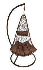 Zahradní závěsné křeslo MONA – kov/umělý ratan, hnědá Axin trading