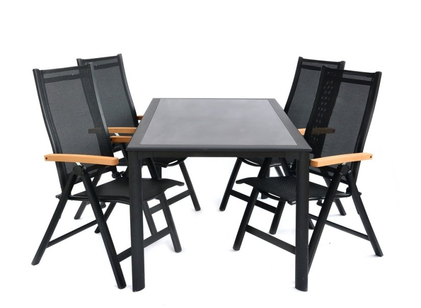 Zahradní hliníkový stůl ANGELA  - 160x90x74 cm, černá