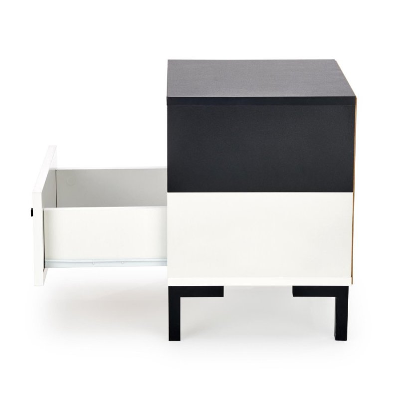 Nočný stolík SILVIA –⁠ drevo, čierna / biela