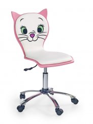 Dětská židle na kolečkách KITTY 2 — ekokůže, bílá/růžová