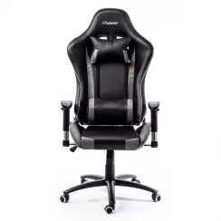 Herná stolička RUNNER — ekokoža, čierna/sivá