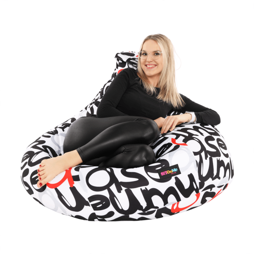 Sedací vak ELION - 86x100, látka, čierna / šedá / červená