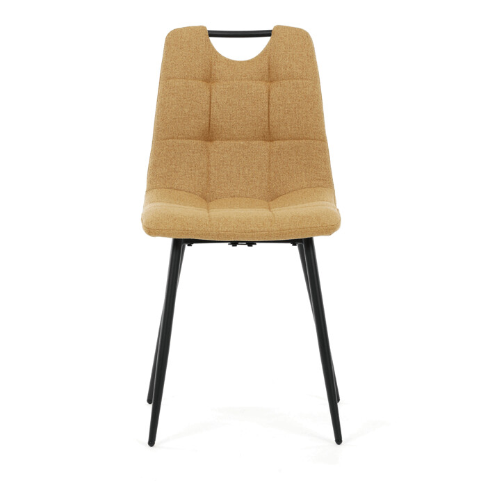 Jídelní židle FORMA – žlutá látka, černé kovové nohy Autronic