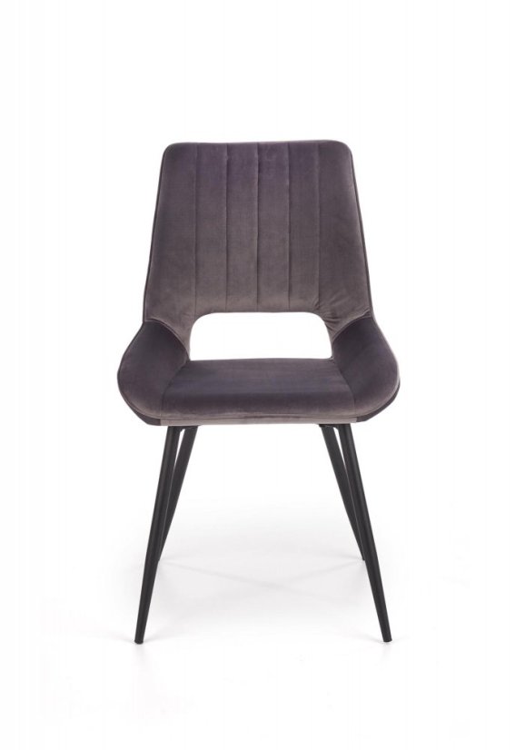 Jedálenské kresielko RILEY — zamat, sivá