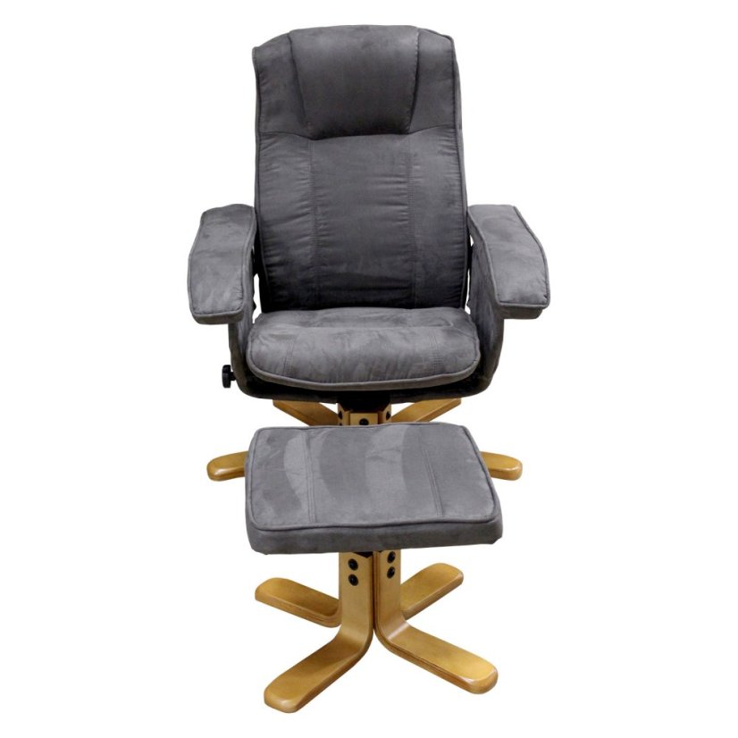 TV křeslo + taburet — masiv, světle šedá IDEA nábytek