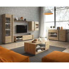 Konferenčný stôl CITY — 138x20x20 cm, dub/sivý grafit