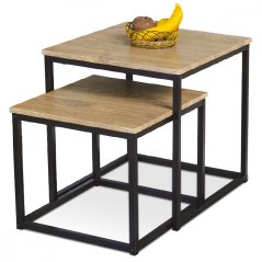 Set konferenčních stolků BRUNO — MDF, kov, dekor divoký dub Autronic