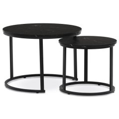 Sada 2 konferenčných stolíkov OREO 3 – s čiernym mramorovým dekorom a kovovou základňou Autronic