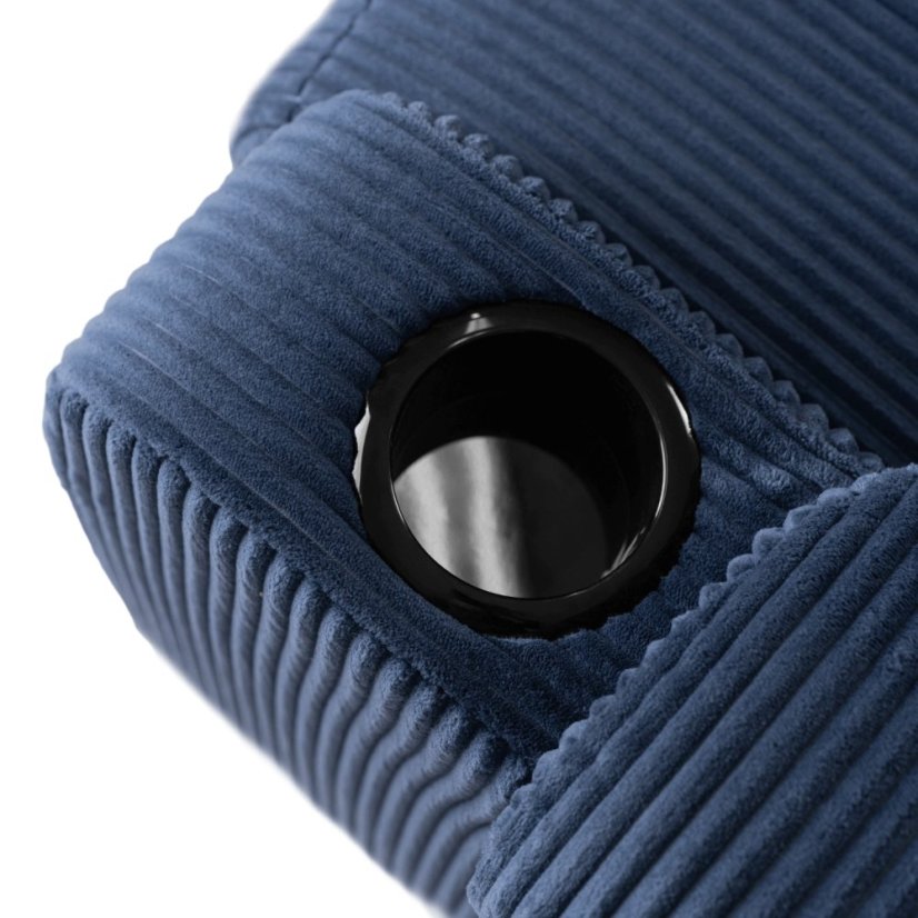 Kreslo TORRES Modrý manšestr – luxusný dizajn s držiakom na poháre