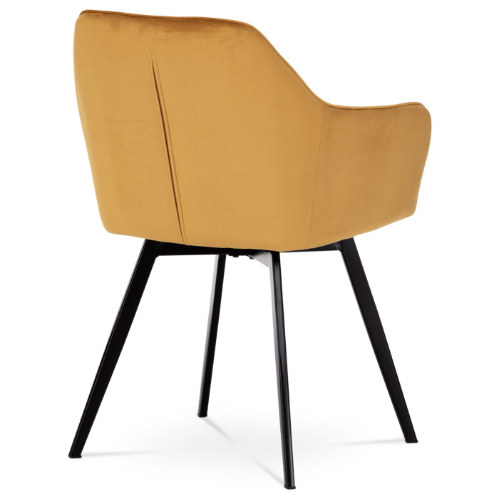 Jedálenské otočné kresielko YELD — kov, látka, žltá