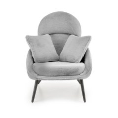 Designové křeslo MERRY s polštáři - ocel, látka, šedá Halmar