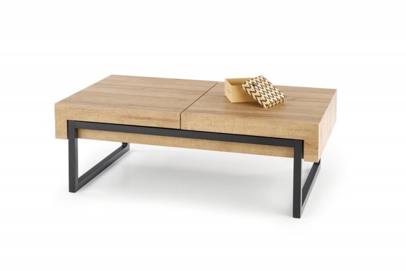 Konferenční rozkládací stolek CLARA — dekor dub, kov Halmar