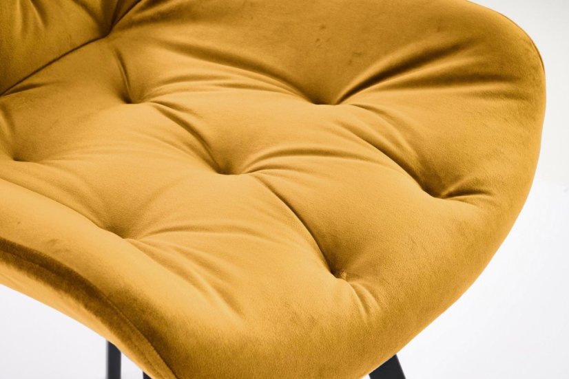Otočná sametová stolička BECKY horčičková – moderný komfort v elegantnom štýle Halmar