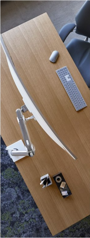 Držiak na displey HUMANSCALE - upevnenie na svorku, leštený hliník, viac farieb - Farebné varianty držiaka HUMANSCALE: Strieborno-šedá