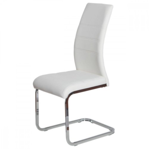 Jedálenská stolička ANAT — kov, ekokoža, chróm / biela