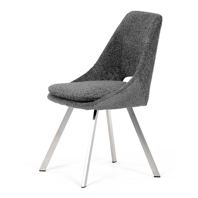 Elegantní šedá jídelní židle RINA s broušenými kovovými nohami (vzorek z prodejny)