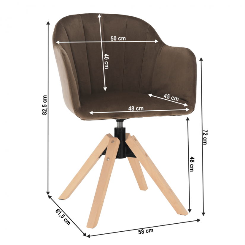 Otočné jedálenské kresielko DALIO – látka, masív, viac farieb - Čalúnenie DALIO: béžová / buk