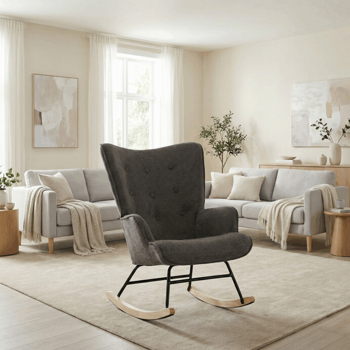 Houpací křeslo YAO – šedá, látka, ergonomický design Autronic