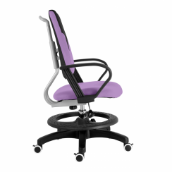 Detská rastúca stolička s podnožou BAMBINO – látka, čierno-fialová