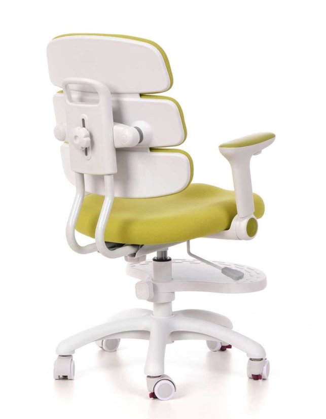 Detská rastúca stolička GRIDDY — látka, biela / zelená