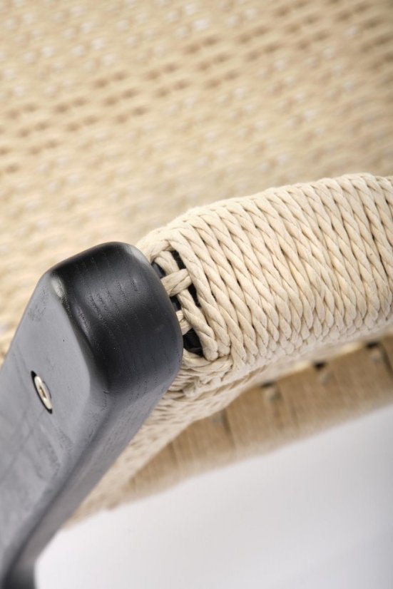 Zahradní židle FODEN — masiv, provaz, černá / přírodní Halmar