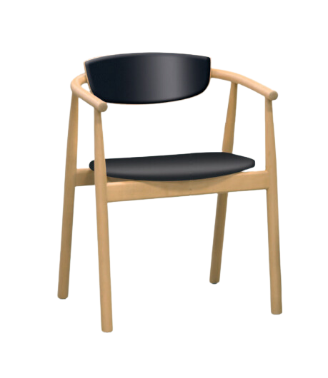 Jídelní křesílko Stima GREEN — masiv dub, koženka, přírodní / černá