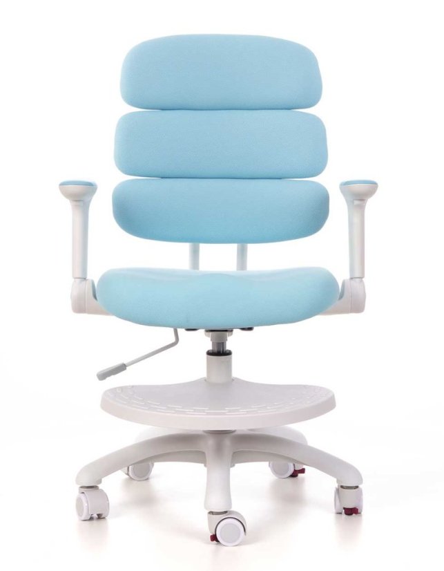 Detská rastúca stolička GRIDDY — látka, biela / modrá