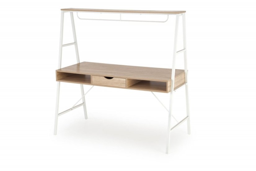 Psací stůl JENSEN — dub sonoma / bílá Halmar